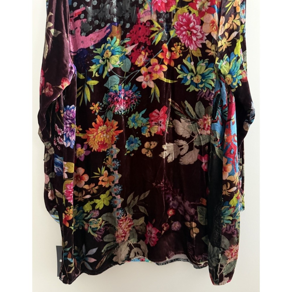 Johnny Was Grace Tessa Velvet Patchwork Boho Tunic Women's Size Large - Picture 6 of 13